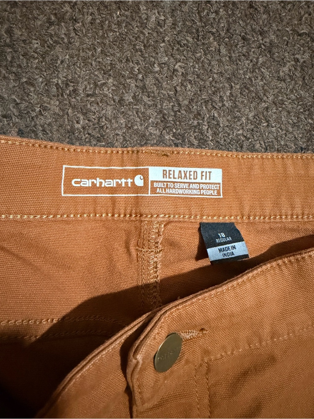 Carhartt Brown Work Pants with Pocket Patch - Picture 7 of 12